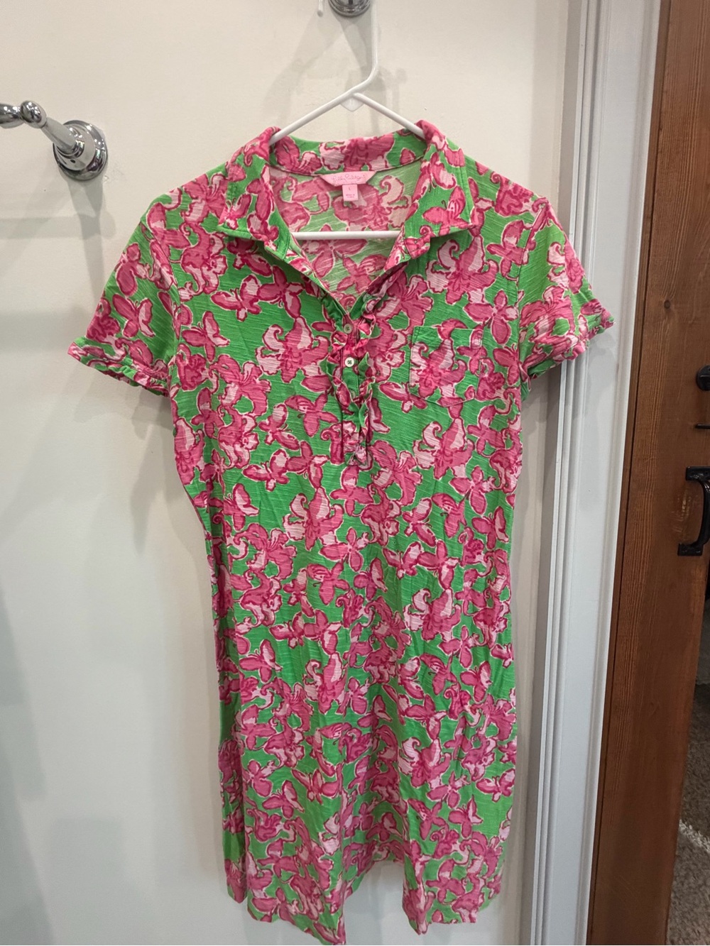 Lilly Pulitzer Pink & Green Floral Midi Dress